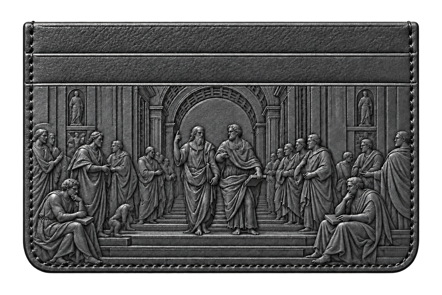 School of Athens cardholder in charcoal grey